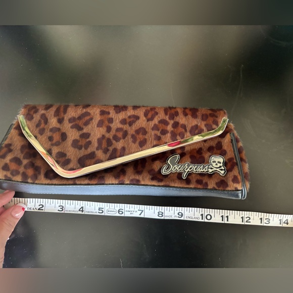 Sourpuss Faux Fur Leopard Clutch (no strap) with Snap Closure - Picture 6 of 7